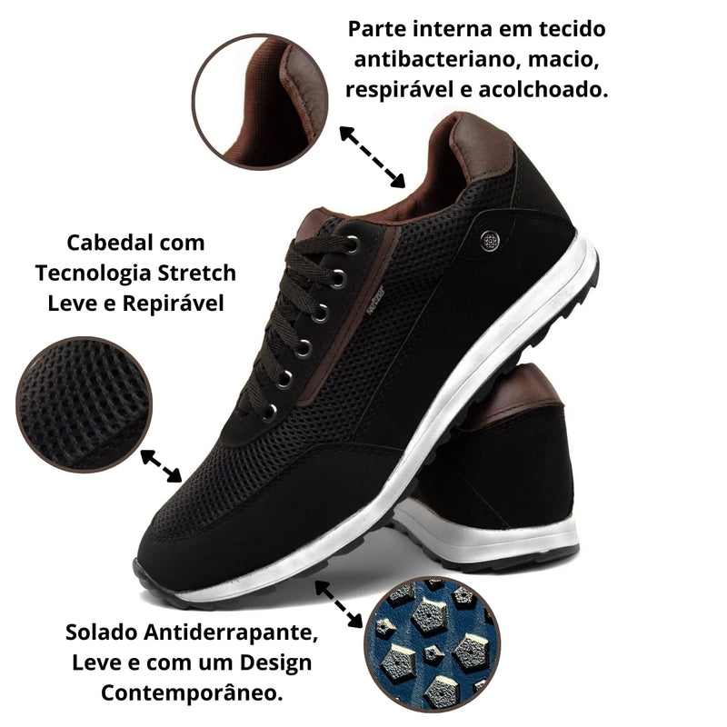 Tênis Casual Jogger Masculino Com Relógio