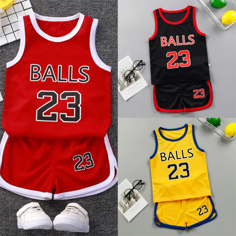 Meninos Esportes Basquete Verão Casual Sem Mangas Colete + Shorts Roupas Conjunto Bebê Criança Roupas Para