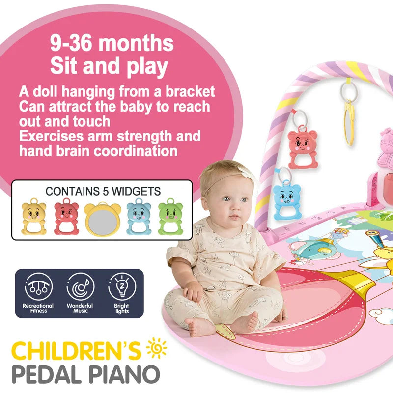 Suporte de ginástica para bebês, brinquedo musical, brinquedo de atividade para recém-nascidos, piano, cobertor para engatinhar, pedal, almofada de jogo, educação infantil, 0-36 meses, presentes