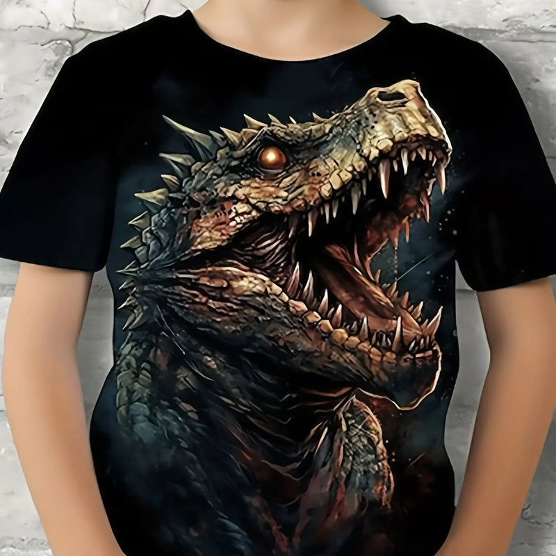 Roupas infantis Meninos Camiseta Manga Curta Criança Camiseta 3D Estampa de Dinossauro Casual Crianças Roupas de Verão Meninas Roupas Tops Tee