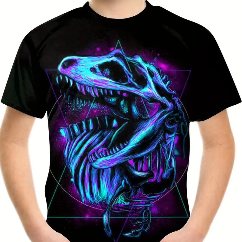 Roupas infantis Meninos Camiseta Manga Curta Criança Camiseta 3D Estampa de Dinossauro Casual Crianças Roupas de Verão Meninas Roupas Tops Tee